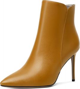 Женские ботильоны на высоком каблуке Mettesally с острым носком, модные с молнией, зимние офисные туфли, Yellow