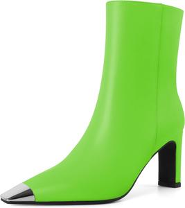 Женские ботильоны AUMOTED на толстом каблуке с высокой платформой, серебристой носовой частью, квадратным носком, боковой молнией, модные короткие ботинки, каблук 3,5 дюйма