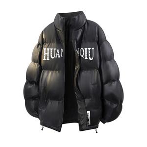 Пуховики Унисекс Стоячий Воротник Утепленная Стеганая Куртка HUANQIU, черный