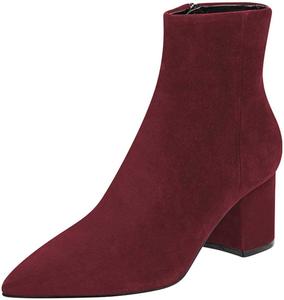 Женские элегантные ботильоны FSJ с заостренным носком, массивным каблуком и боковой молнией, формальная свадебная обувь, размер США 4-15, Wine Red