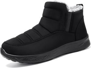 Зимние ботинки KtEli для мужчин, удобные мужские снежные и зимние теплые ботинки на липучке с противоскользящей подошвой, мужская обувь, водонепроницаемые ботинки с теплым мехом на молнии для мужчин и женщин (Цвет: красный, Размер: 40)