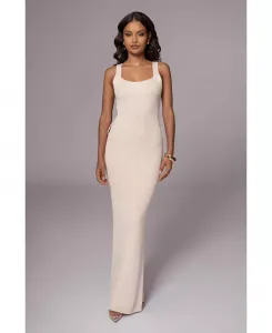 Плюс сайз черное платье макси Moonrise с рубчиками JLUXLABEL, слоновая кость/кремовый