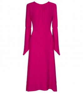 Шелковое платье миди с открытой спиной Victoria Beckham, фуксия