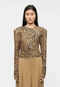 Топ с длинными рукавами и v-образным вырезом и подплечниками Norma Kamali, Multi-Coloured