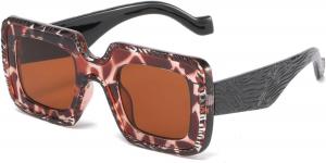 Квадратные солнцезащитные очки для женщин и мужчин, модные прямоугольные солнцезащитные очки с защитой от УФ-излучения, винтажные женские солнцезащитные очки 20843 Melrose, Leopard