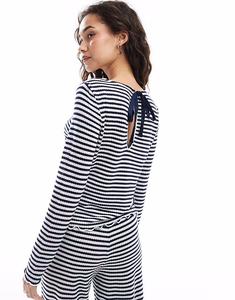 Джерси с длинными рукавами и отделкой в рубчик, комплект в тёмно-синюю полоску