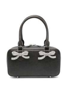 Мини кожаная сумка-тоут Self-Portrait, черный