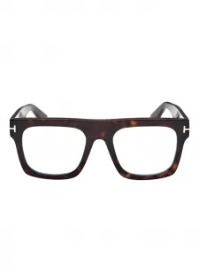 Очки с квадратной оправой и линзами-клипсами TOM FORD Eyewear, коричневый