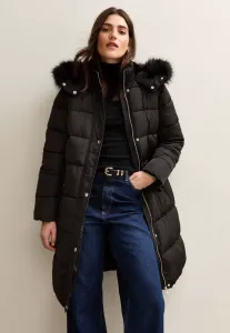 Зимнее пальто-пуховик с капюшоном, ярусным кроем, удлиненным силуэтом. New Look, Black