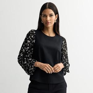 Женский топ с рукавами-фонариками Nine West, Black Tara Floral