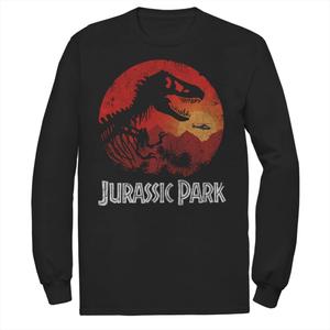 Мужская красная футболка с длинными рукавами и рисунком «Парк Юрского периода», джунгли и закат Licensed Character