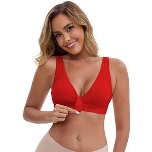 Женский бесшовный бюстгальтер для кормления с V-образным вырезом и ребристой текстурой Inspire Chic, Red