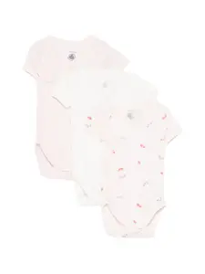 Полосатые боди с цветочным принтом (набор из трех штук) Petit Bateau, белый