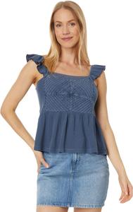 Топ Lucky Brand Textured Yoke Peplum Tank, цвет Dark Denim