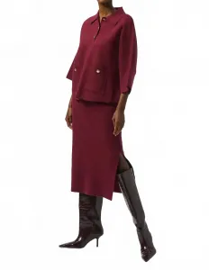 Вязаный пуловер свободного кроя с воротником-поло, цвет мерло Joseph Ribkoff