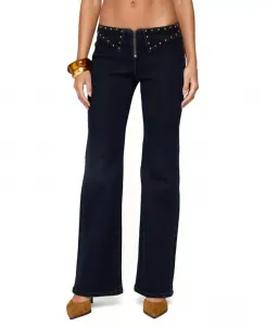 Женские джинсы Carys с заклепками, низкой посадкой и расклешенными штанинами Edikted, синий