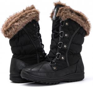 Женские зимние сапоги GLOBALWIN, средняя голень, теплые модные ботинки, комфортные шнурованные водонепроницаемые утепленные противоскользящие уличные ботинки для женщин, 1817 Black