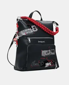 Большой джинсовый рюкзак с вышивкой Desigual, черный