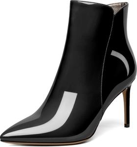 Женские ботильоны SAMMITOP на шпильке, ботильоны с высоким каблуком и сексуальной боковой молнией, модные ботильоны, обувь на осень и зиму, каблук 3,5'', Black Patent