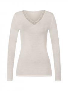 Hanro Лонгслив Longsleeve Woolen Lace in misty white