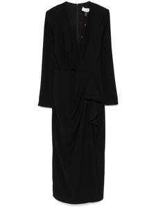 NISSA креповое платье миди с V-образным вырезом, черный