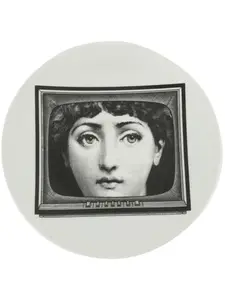 Тарелка с принтом лица, 26 см, Fornasetti, черный