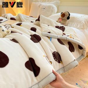 Yalu Плед двойной 200х230 см, вес 3,5 кг, двусторонний из молочного велюра, мягкий и дышащий