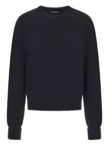 Шерстяной свитер с цветочным декором Roberto Cavalli, черный