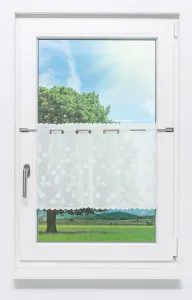 Штора для кафе, кружево Плауэн, круглая #1W (Ш x В) 76 см * 40 см, белая Plauener Spitze