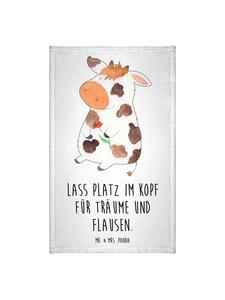 Mr. & Mrs. Panda Белое полотенце с изображением коровы и надписью