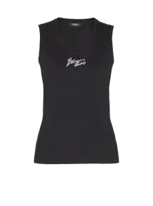 Свободная майка с принтом Balmain Paris Brush, белый/черный