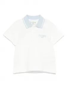 Рубашка поло из ткани пике FENDI KIDS, белый