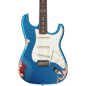 Ограниченная серия Fender Custom Shop Texas Stratocaster Heavy Relic Электрогитара Blue Flake/Candy Apple Red/Aged Olympic White