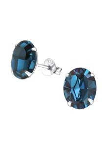 Alexander York Овальные серьги-гвоздики KRISTALL Montana из серебра 925 пробы, комплект из 2 штук