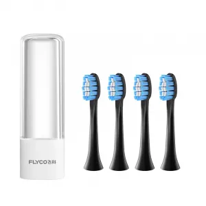 Набор сменных насадок для электрической зубной щетки FT7106/FT7105/FT7205, 4 шт, для взрослых, звуковые насадки TH01 FLYCO, черный