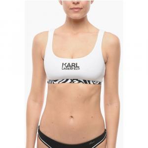 Верх бикини с глубоким вырезом, вырезом и изображением животных Karl Lagerfeld, Black and White