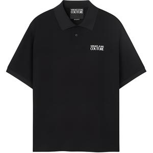 Джинсы Couture поло с вышитым логотипом VERSACE, черный