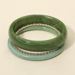 3 шт. - массивный витой металлический браслет из мраморной смолы, многослойные браслеты Fashnzfab, золотой/оливково-зеленый