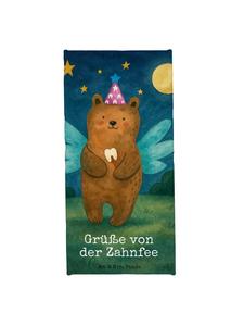 Mr. & Mrs. Panda Дорожное полотенце с изображением медведя и зубной феи, с надписью, пастельно-голубого цвета