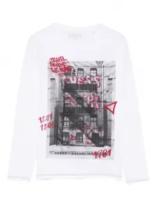 Топ с вышитым логотипом Guess Kids, белый