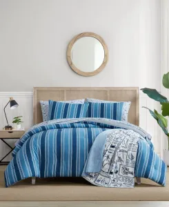 Двусторонний комплект постельного белья Gilpin Stripe из хлопка, 3 предмета, размер Full/Queen Nautica, Deep Sea