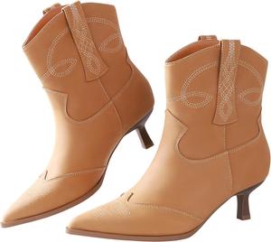 Ankis Женские ботильоны с каблуком-мини, ковбойские ботинки с заостренным носком, вечерние западные короткие ботинки