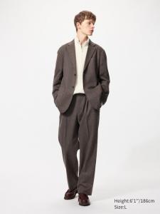 Широкие брюки со складками (узор) Uniqlo, 39 dark brown