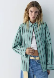 Полосатая блузка с карманами и пуговицами Pull&Bear, Turquoise