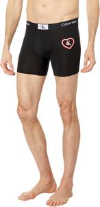 Calvin Klein 1996 V-Day Micro Boxer Brief, Black/Neon Hearts Graphic/Poppy Red