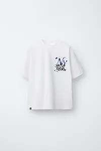 Футболка с городским принтом Zara, белый