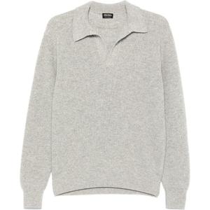 Knitted Polo Shirt Ermenegildo Zegna, светло-серый