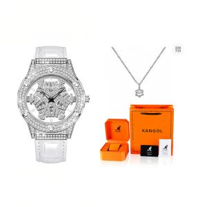 Снежинка кварцевый механизм ремешок из коровьей кожи женские часы вырезной циферблат KANGOL