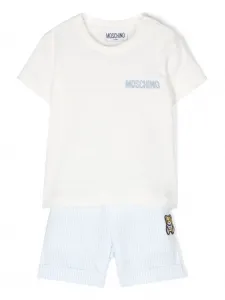 Комплект из футболки и шортов с нашивкой Teddy Bear Moschino Kids, белый
