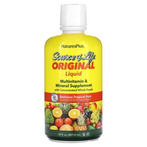 Nature's Plus Source of Life Liquid Multi-Vitamin & Mineral Supplement with Whole Food Concentrate Tropical Fruit Flavor 30 fl oz (887.10 ml)